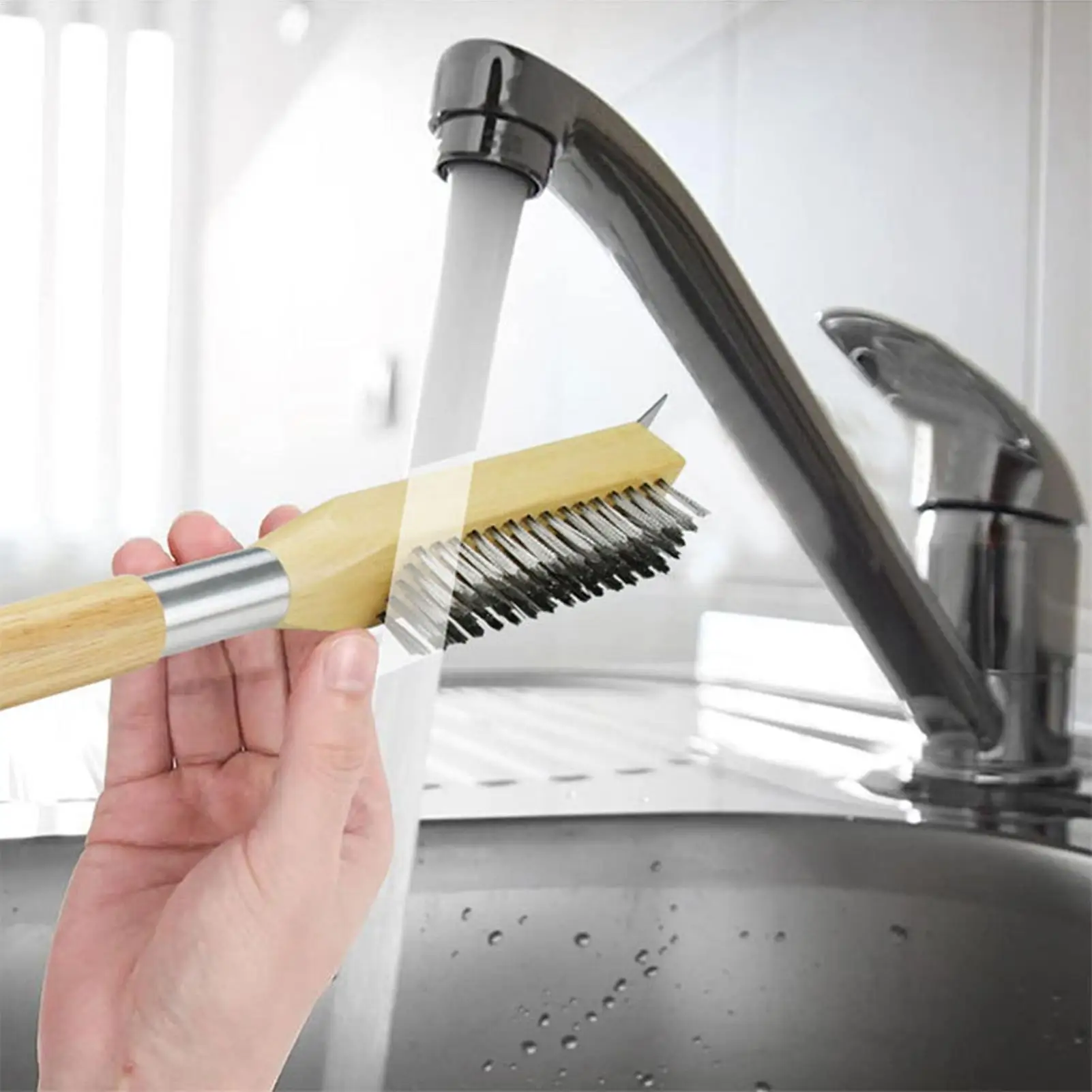 

Pizza Oven Brush Wire Long Handle Cleaning Scraper Commercial BBQ Grill Brushes For Stove Grate Skillet Cooking Kitchen Outdoor