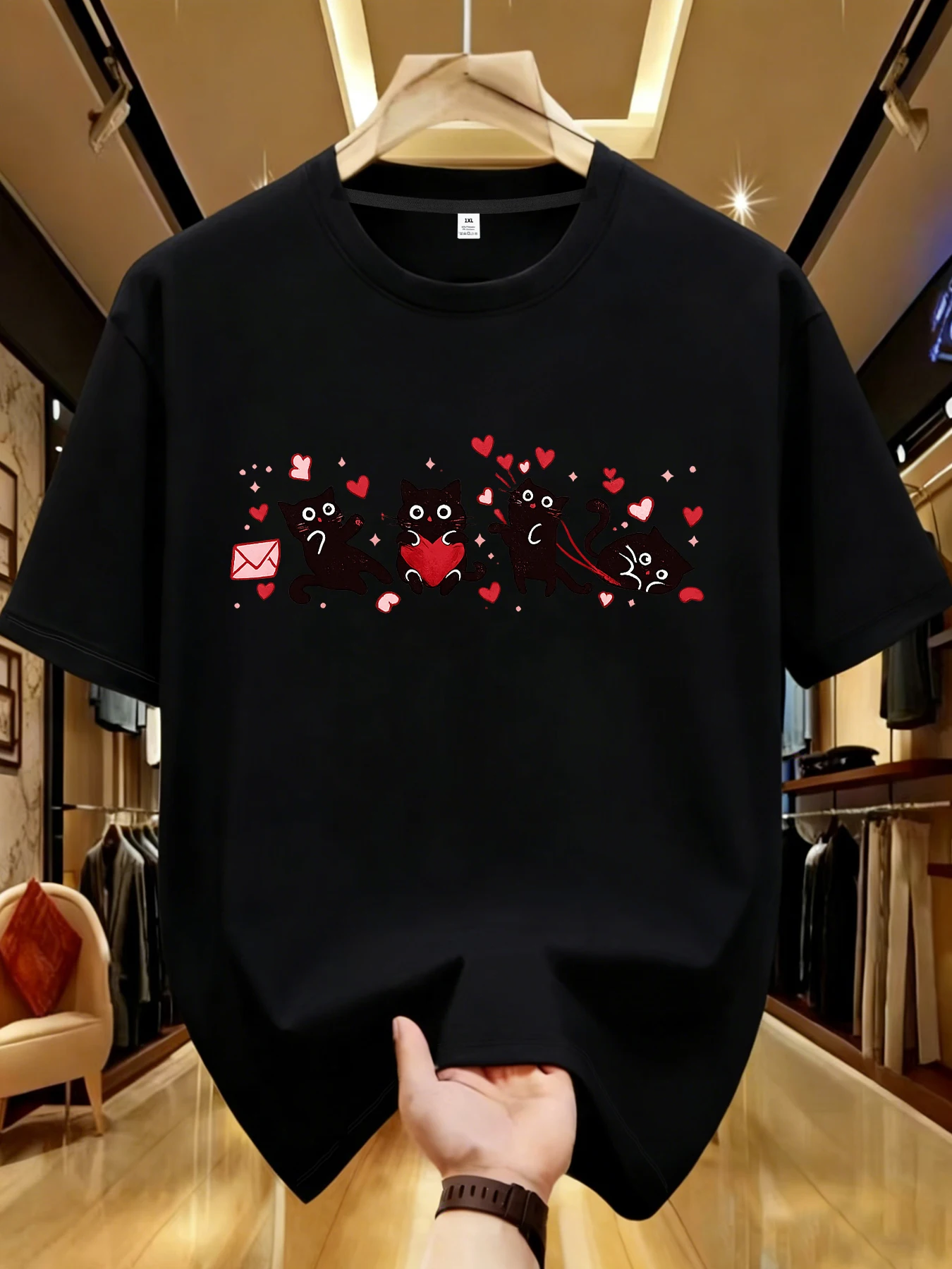 

【WDS01474】Cartoon printing plus size women's round neck T-shirt summer casual street fashion women's wild short-sleeved T-shirt