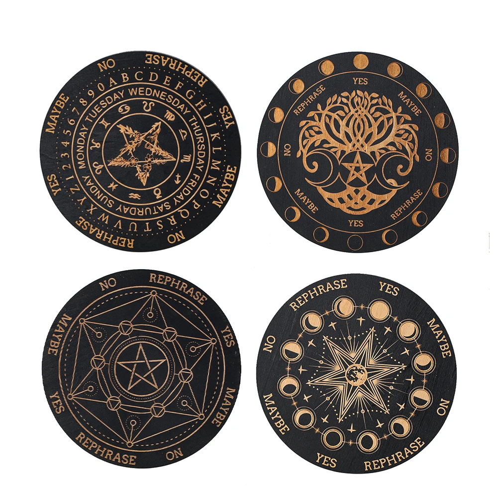 Wooden Black Board Yes or No Decision Board Spiritual Pendulum Material Crystal Display Plate Multifunctional Desktop Ornament