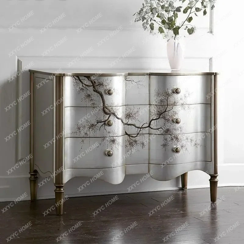neoclassical entrance entrance cabinet  retro modern storage hand-painted decoration advanced sense