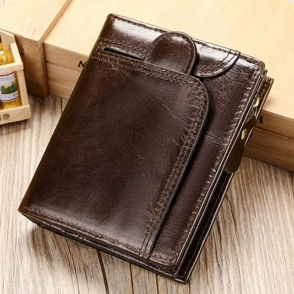 

Men's Genuine Leather Bifold Wallet with RFID Blocking, Slim Multi Card Slot Credit Card Holder, Large Cash Bill Pocket & Double