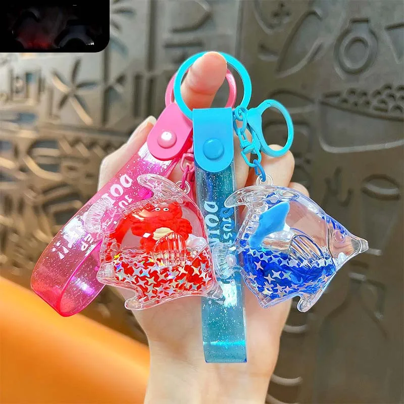Creative Into Marine Animal Shark Keychain Fun Floating Sequins Tropical Fish Quicksand Backpack Accessories Liquid Kryring Gift