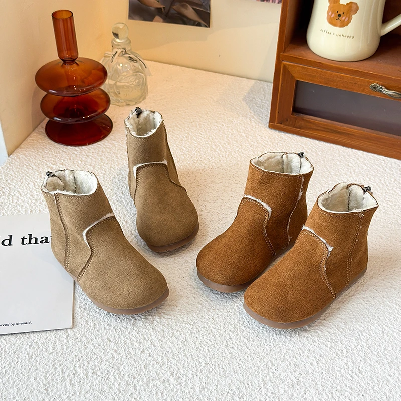 

2025 Children Lightweight and Warm Ankle Boots for Girls Winter New Fashion Korean Style Soft Sole Cotton Short Boot