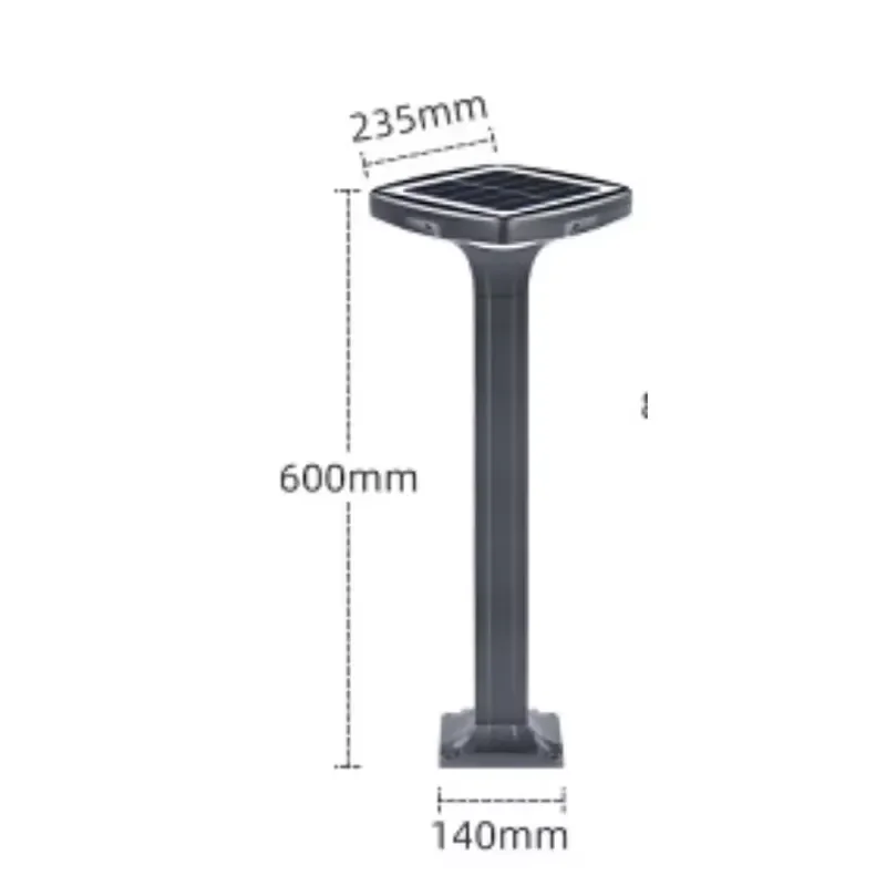 New Solar Powered LED Aluminum Square Lawn Light Outdoor Waterproof Super Bright Garden Courtyard Light