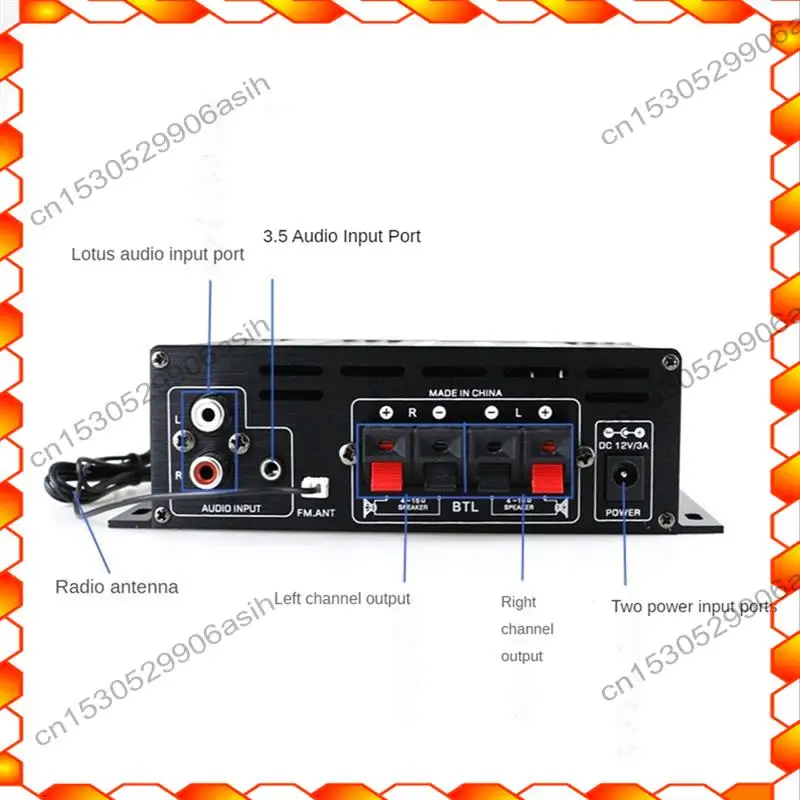 -AT52 Ak380 800 واط 12 فولت مكبر كهربائي بلوتوث ستيريو المنزل سيارة باس الصوت أمبير مشغل موسيقى مكبر صوت للسيارة فئة D FM USB/SD استبدال
