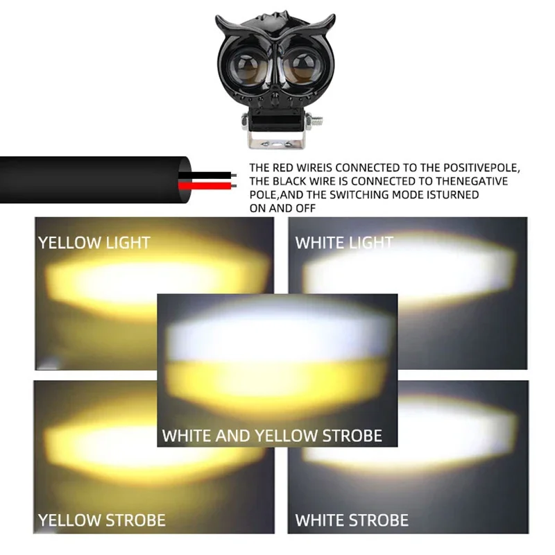 1/2PCS Motorcycle Dual Color Strobe Light Headlight Fog light 9V-85V 12W Projector Lens Spotlight LED Light Yellow white Flash