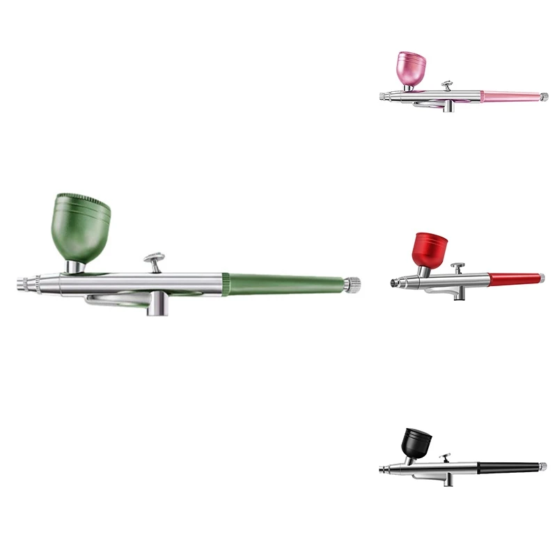 ABRW Portable Single Action Airbrush 0.3mm Nozzles Spray Airbrush Pen for Model Cake Nail Car Painting Green