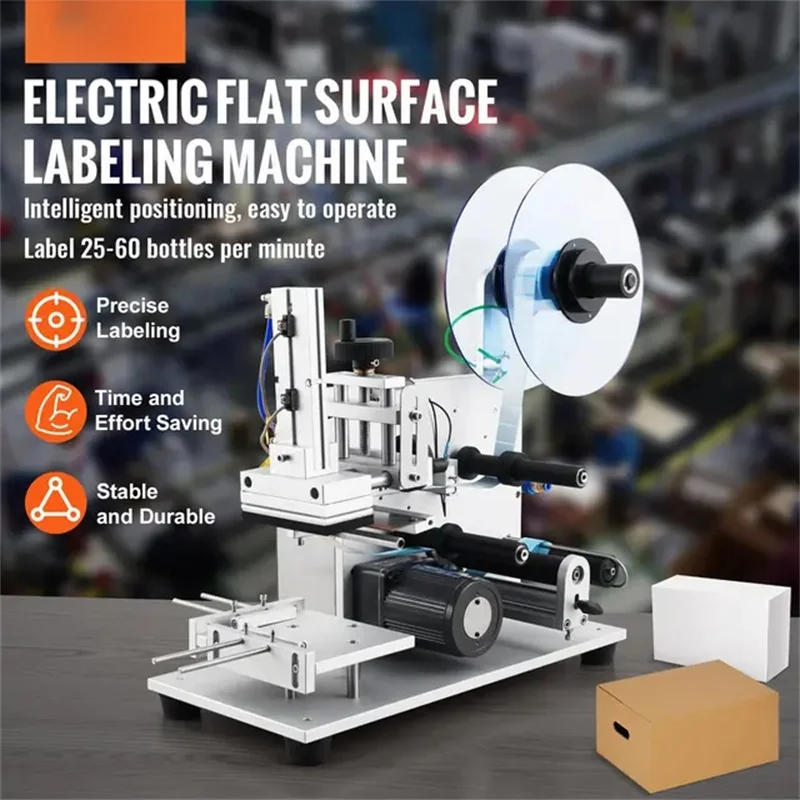 MT60 Compact Semi-Automatic Flat Labeling Machine for Square/Lid Cover Bottle Box Cap Labels Applicator
