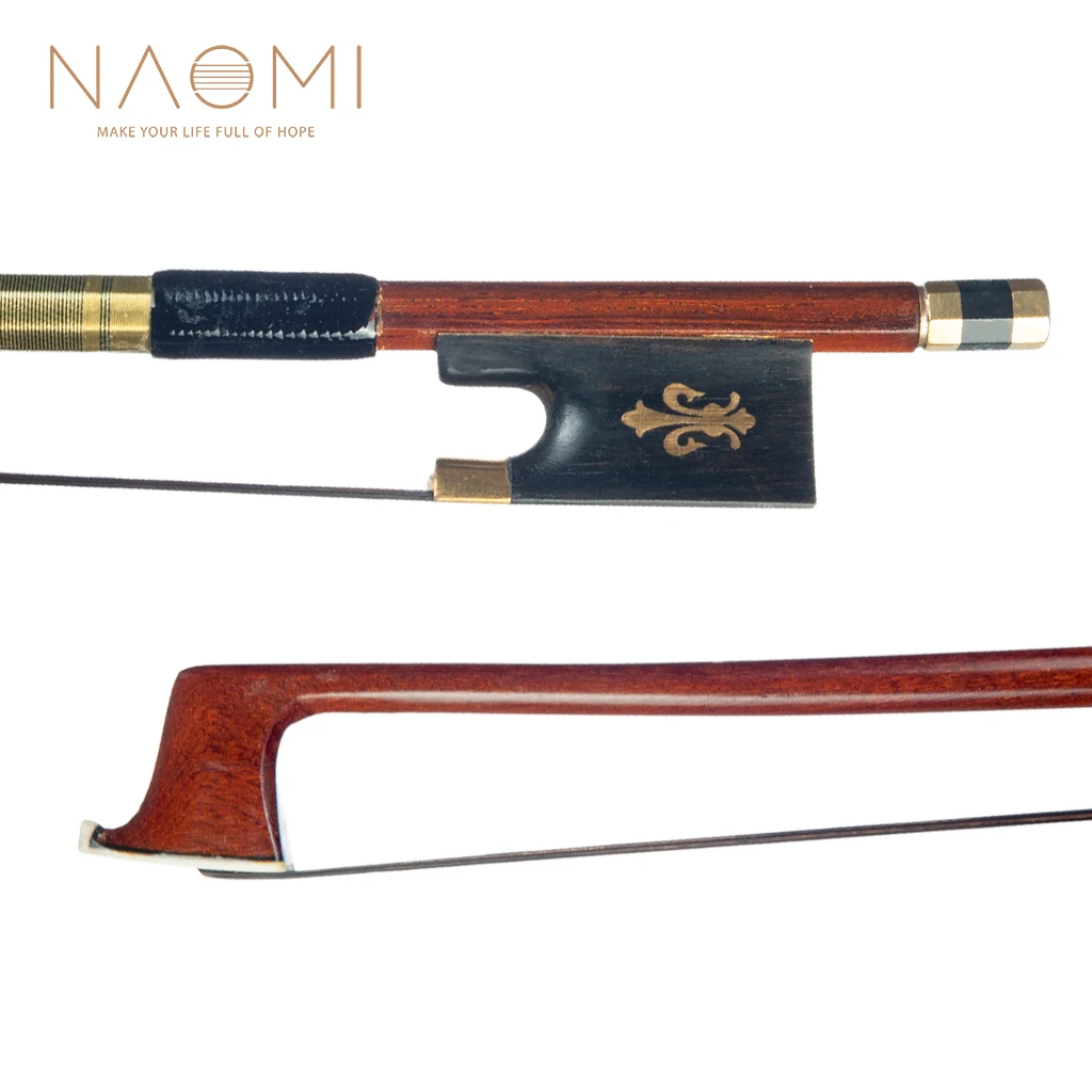 

NAOMI Violin Bow 4/4 Size Brazilwood Stick Lizard Skin Grip Black Mongolia Horsehair W/ Ebony Frog Well Balanced