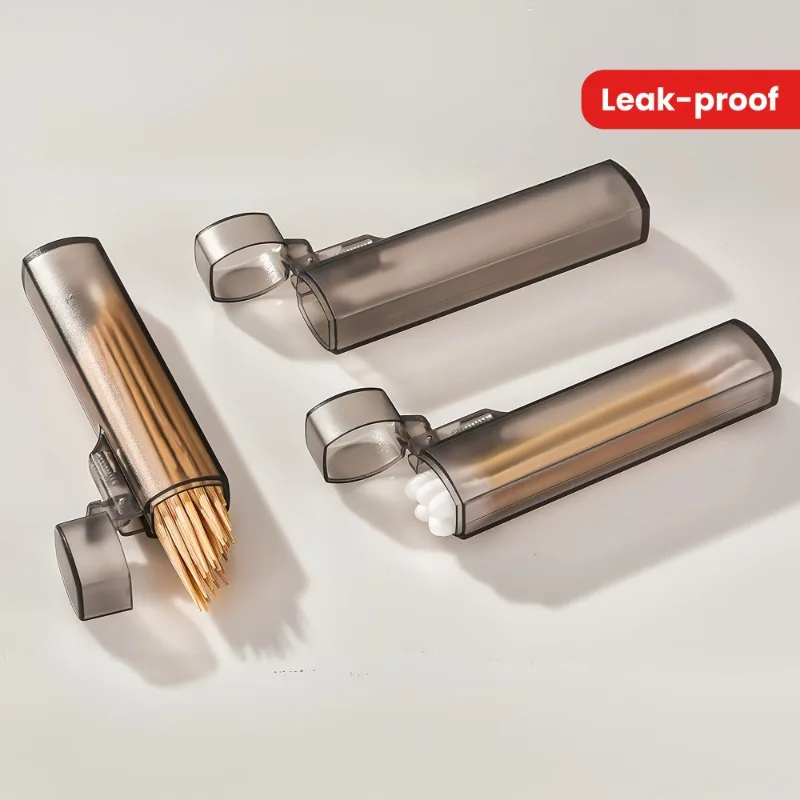 1pc Clear Toothpick & Swab Holder Leak-Proof Travel Organizer Cylindrical Design for Camping and Outdoor Use Toothpick Dispenser