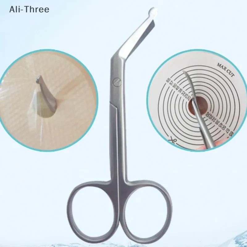 Ostomy Bags Scissors Round Head Curved Design For Prevent Puncturing Of The Bag Body Medical Scissors Stoma Care Accessories