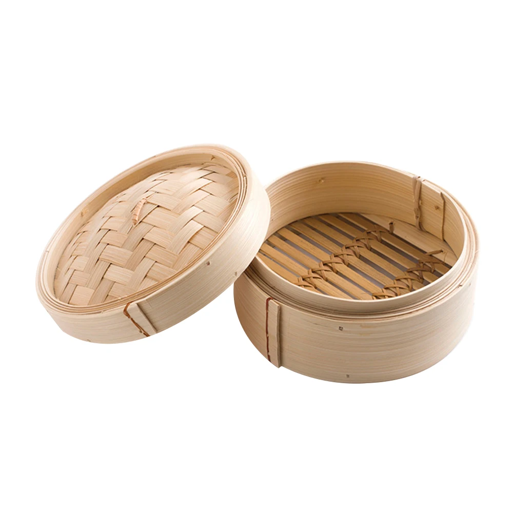 

3pcs Steamers 8 Inch Bamboo Steamers 8 Inch Handmade for Vegetables Fish Rice DimSum Lotus Leaf Kitchen Bar
