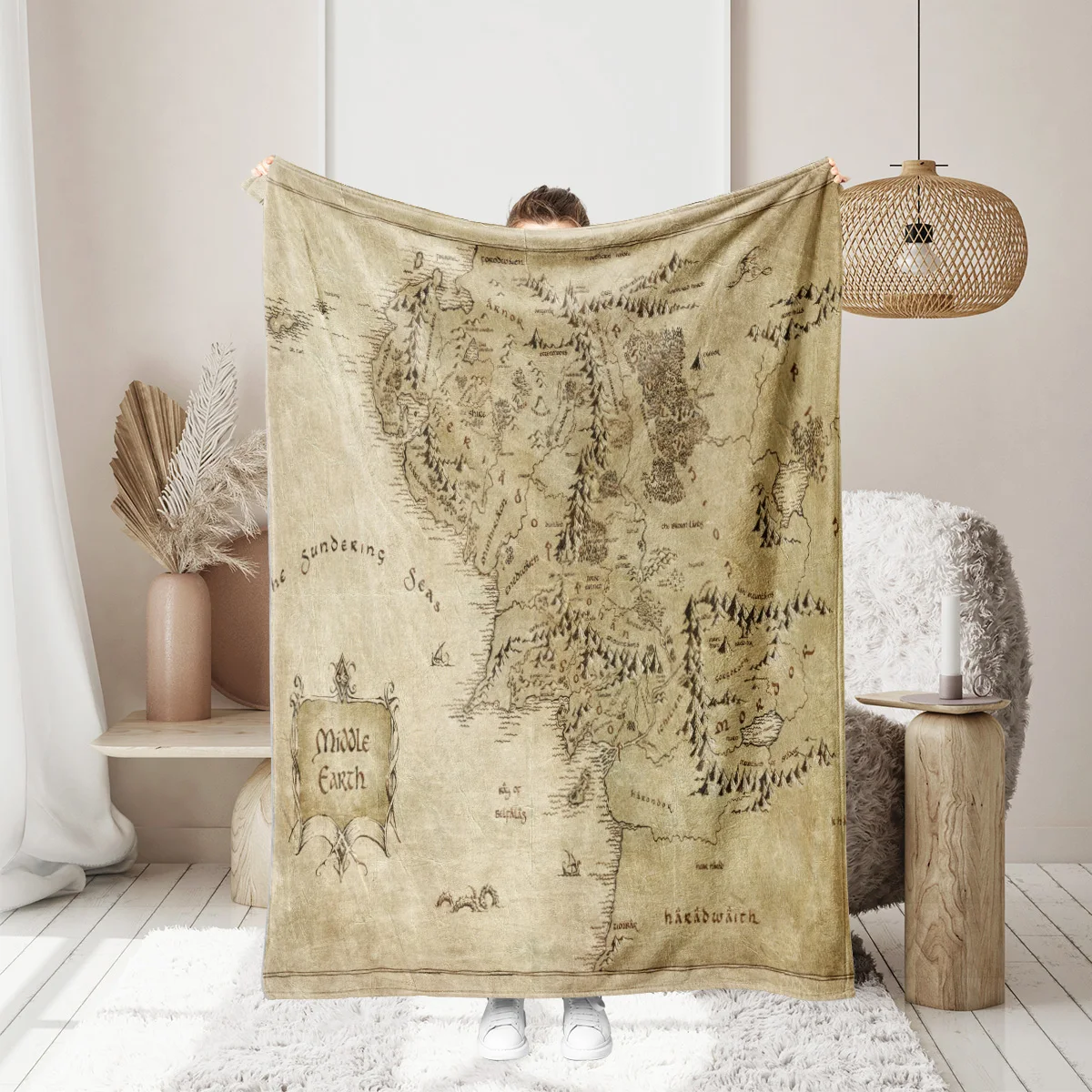 1PC drukowanie map ŚRODKOWIA, przyjazne dla skóry, ciepłe, miękkie, cztery pory roku, biura rodzinne, biura rodzinne pogrubiają koce smakowe