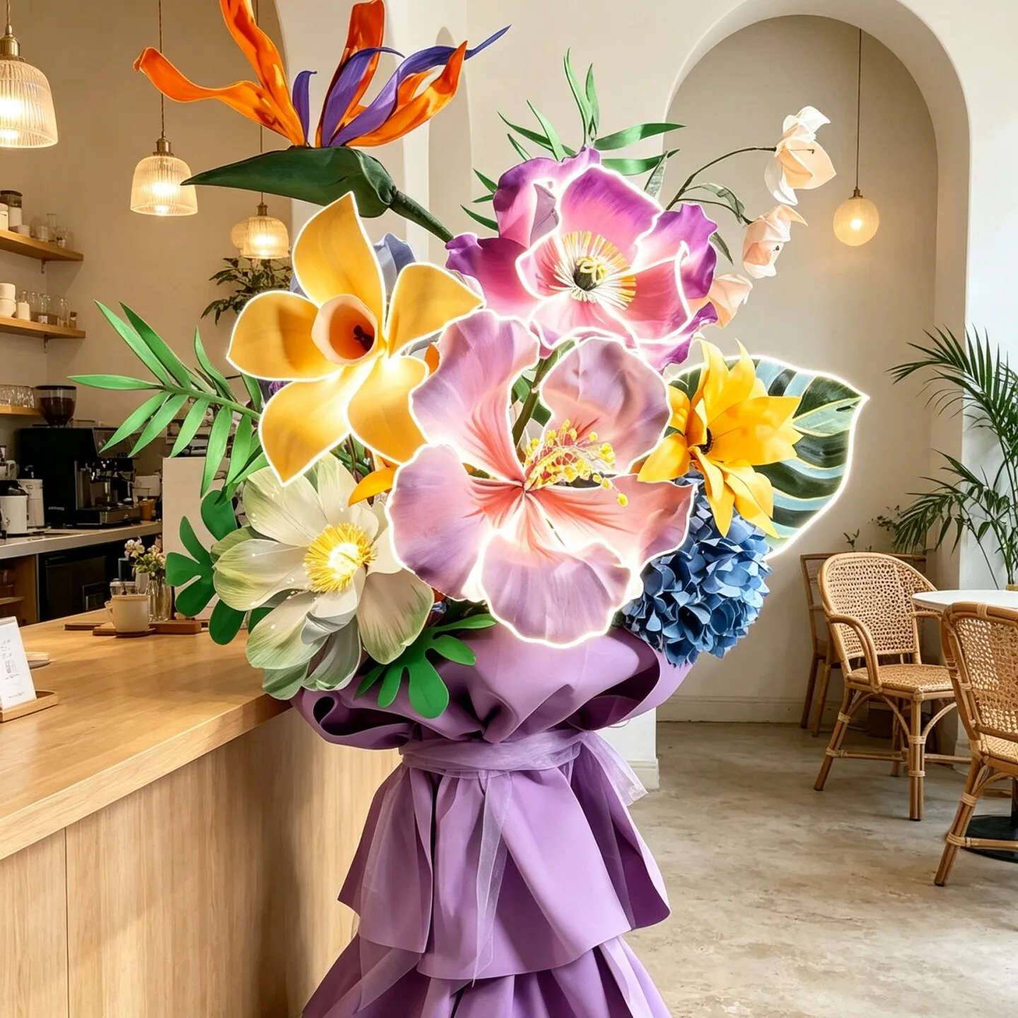 CX giant hand-held bouquet landscaping window beautiful Chen simulation floral decoration