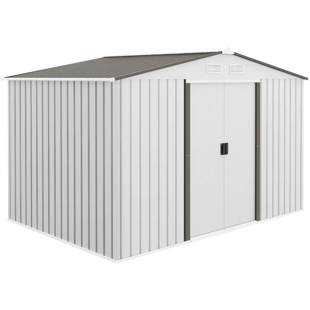 9 'x 6' outdoor storage shed, gardening tool room with basic kit,4 ventilation openings, and 2 for backyard, terrace, and garage