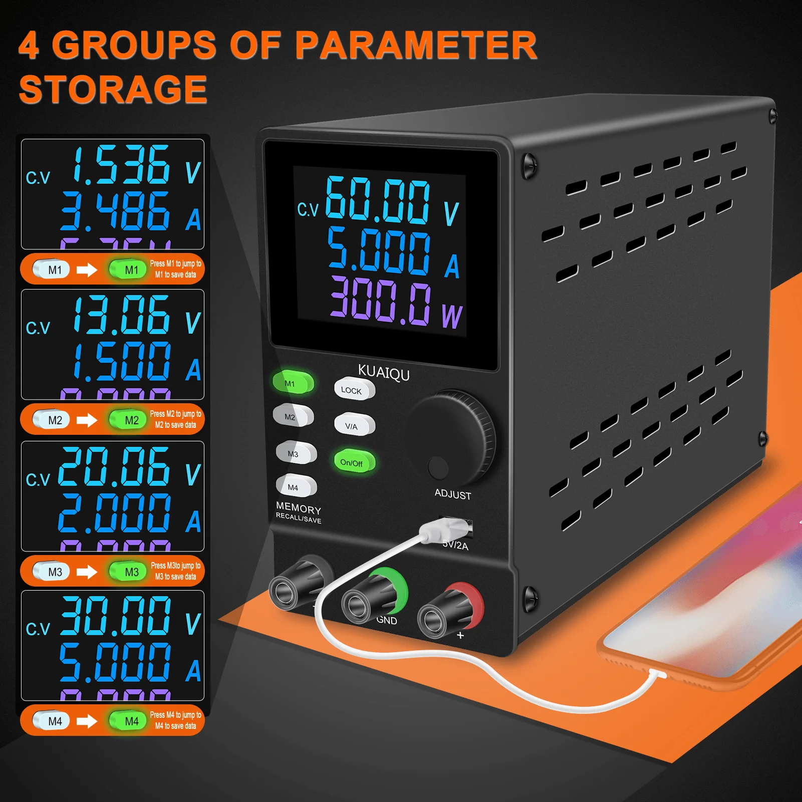 KUAIQU SPPS605D-232 300 واط قا - مراجعة Programmable Dc Power Supply 60V 5A وسعره