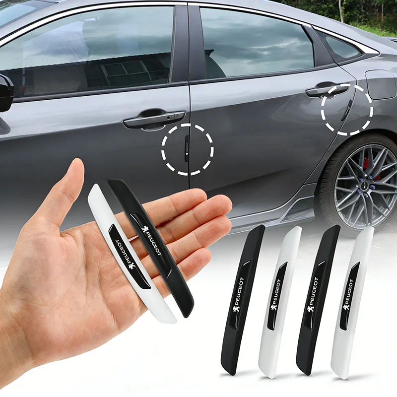 4Pcs Car Door Rearview Mirror Protector Stickers Rubber Anti-Collision Strip For Peugeot 206 406 308 207 407 508 307 408 301 208