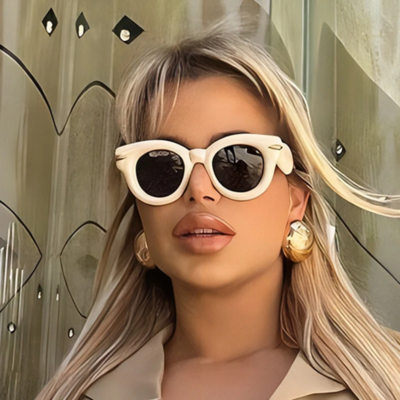 

Oval Women Men Sunglasses White Frame Stylish Designer Men Sun Glasses Muti-Colors Cute Round Fashion Shades Female UV400