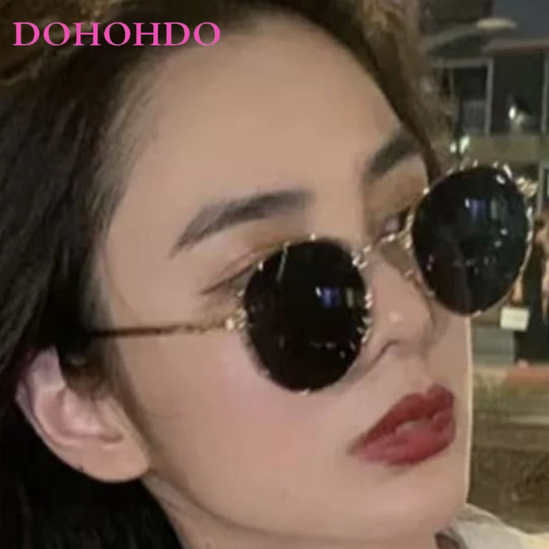 

Luxury Design Metal Frame Trendy Big Round Frame Summer Women Sunglasses Fashion Brand Men Sunglass Travel Drive Eyewear UV400