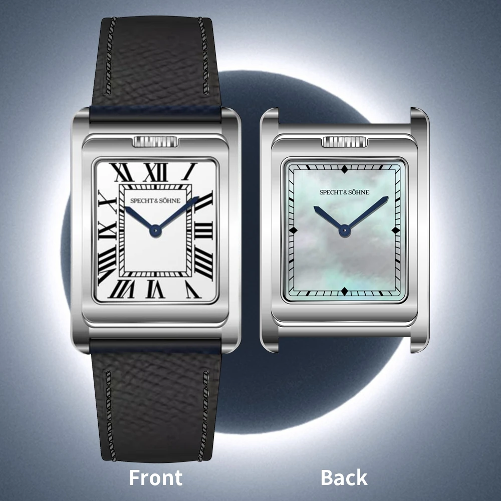 

Новые роскошные часы Specht & Söhne с двойным циферблатом, японские кварцевые часы Movt для спорта и отдыха, прямоугольный корпус из нержавеющей стали, часы из сапфирового стекла
