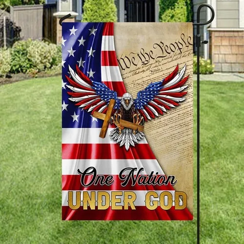 One Nation Under God Patriotic Eagle Cross Flag Graden Flag ZZO WZZ yyi