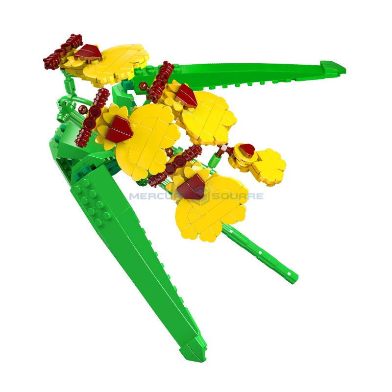 Dancing Doll Orchid Model Building Blocks Botanical Collection Series Flower World MOC 24009 DIY Plant Bouquet Bricks Toy Gift