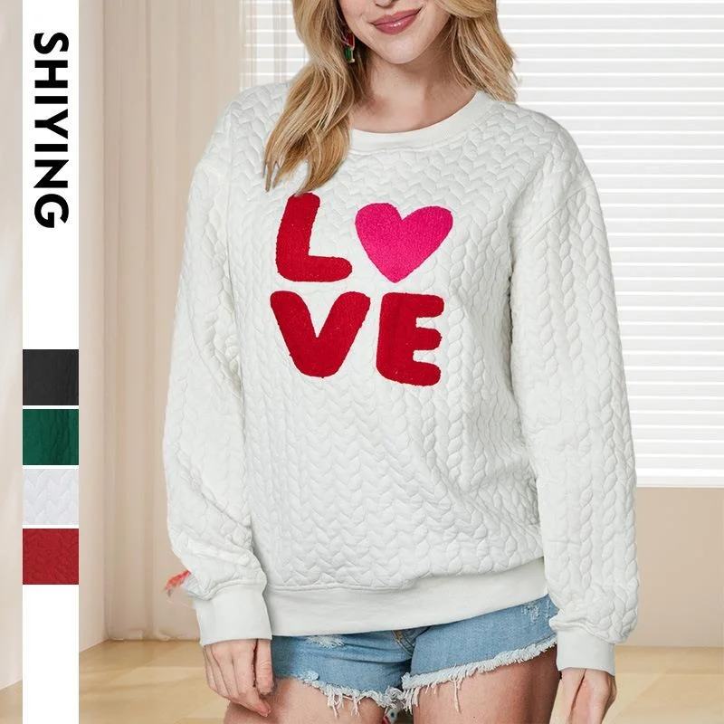 

Толстовка с вышивкой букв, женская свободная толстовка из полиэстера и волокна с принтом, повседневная уличная толстовка