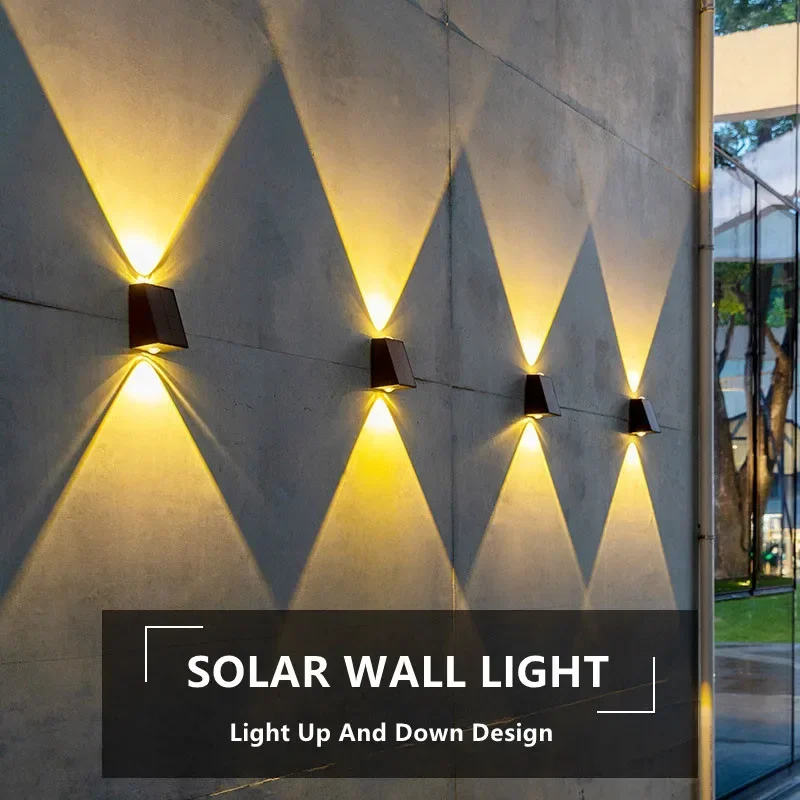 

New LED Outdoor Solar Wall Light Garden Villa Courtyard Porch Landscape Decorative Lamp Up And Down Luminous Wall Washer Lights