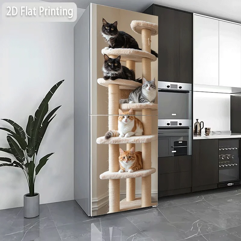 of 2D Pattern Printing Refrigerator Sticker for The Kitchen, Measuring 23.62X70.87 inch, Featuring The Theme 'Cat Star Layer R