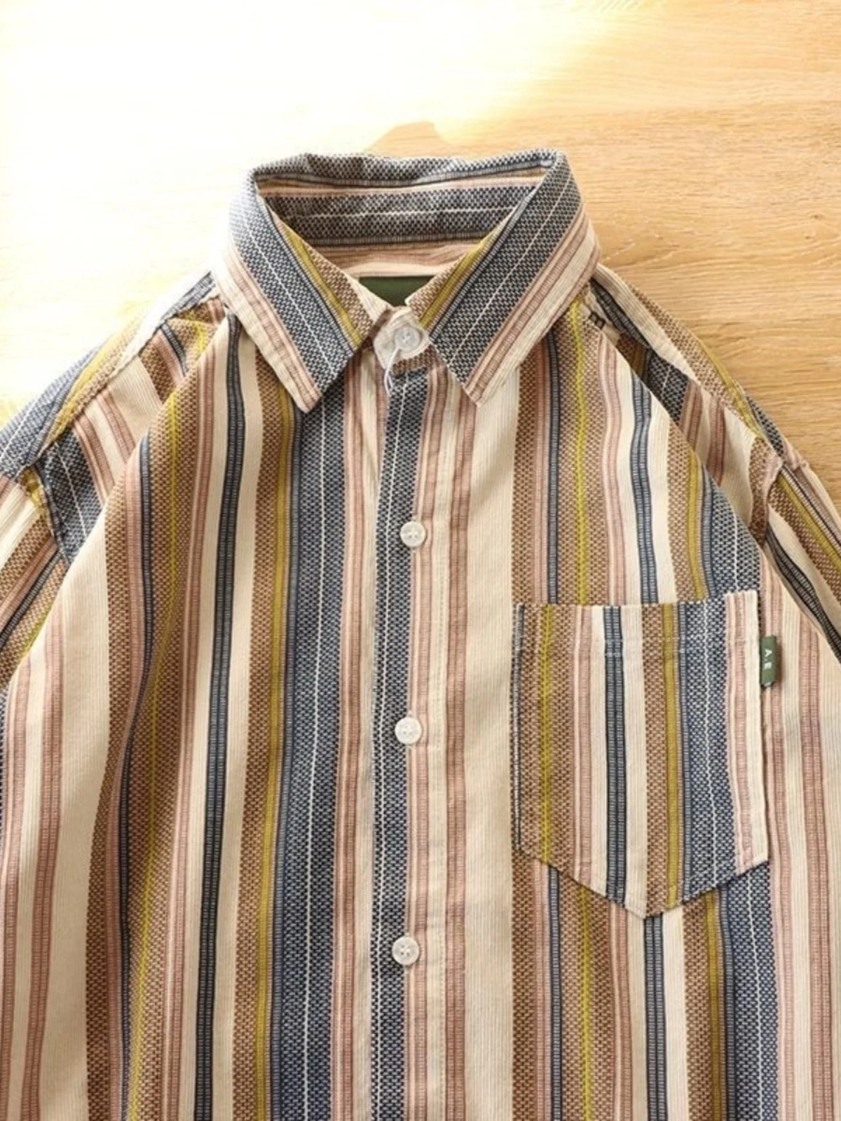 

Мужская рабочая одежда в японском стиле в стиле ретро из чистого хлопка в полоску, свободная длинная све, модная, городская, молодежная, повседневная, износостойкая