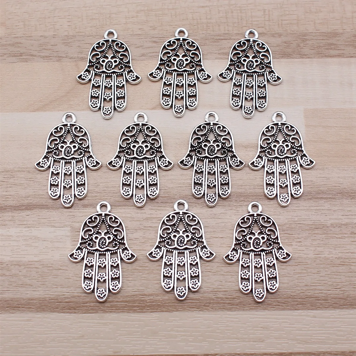 IFOCUS 10pcs/Lot Hand Palm Charms For DIY Jewelry Making Zinc Alloy 30x20mm/1.18x0.79inch