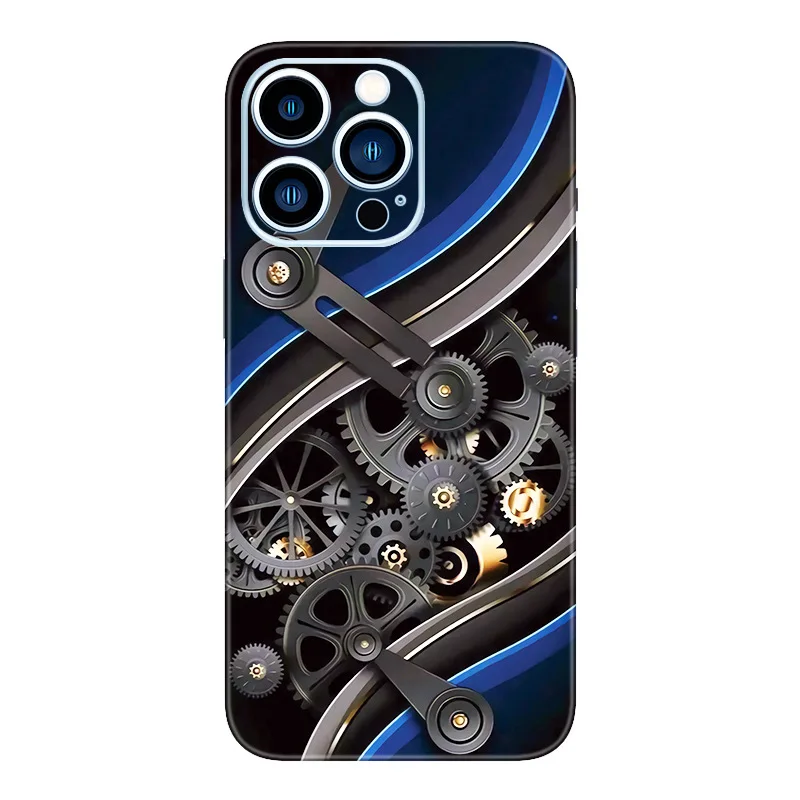 Mechanical Colorful Decal Skin for IPhone 15 14 13 12 11 Pro Max Soft Back Screen Protector 3M Wrap with Side Skin Sticker