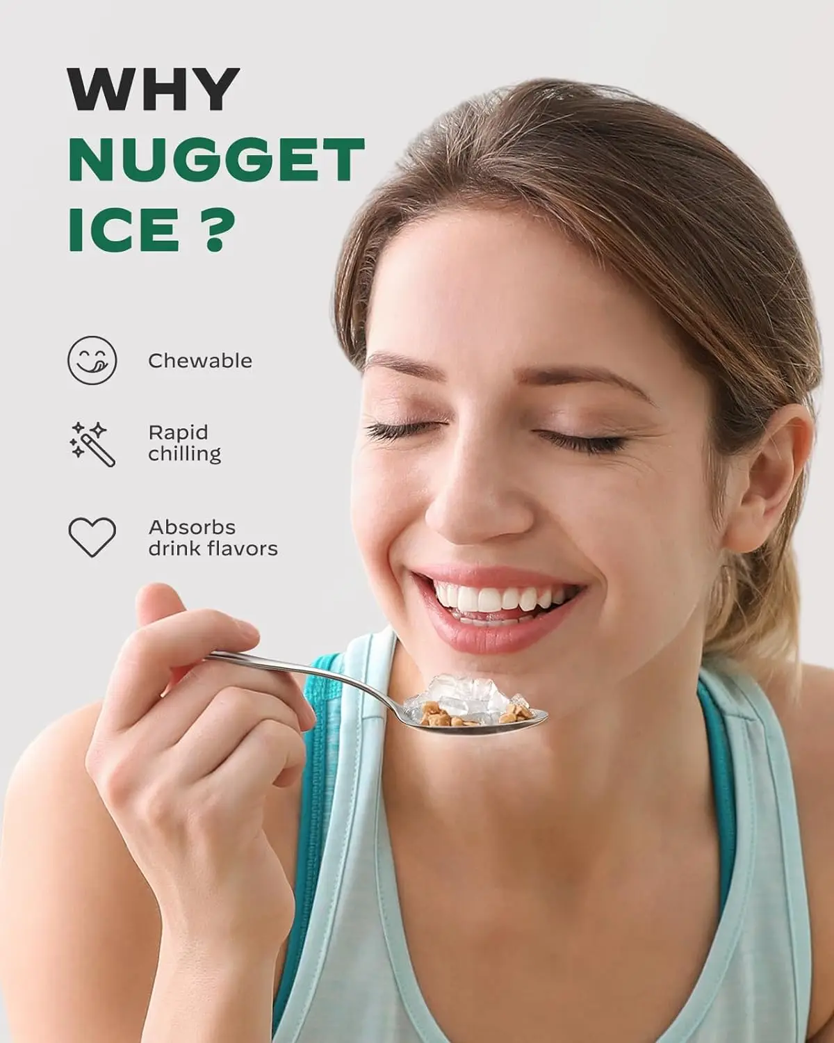 Silonn Nugget Ice Maker Countertop, Pebble Ice Maker with Soft Chewable Ice, One-Click Operation Ice Machine with Self-Cleaning,