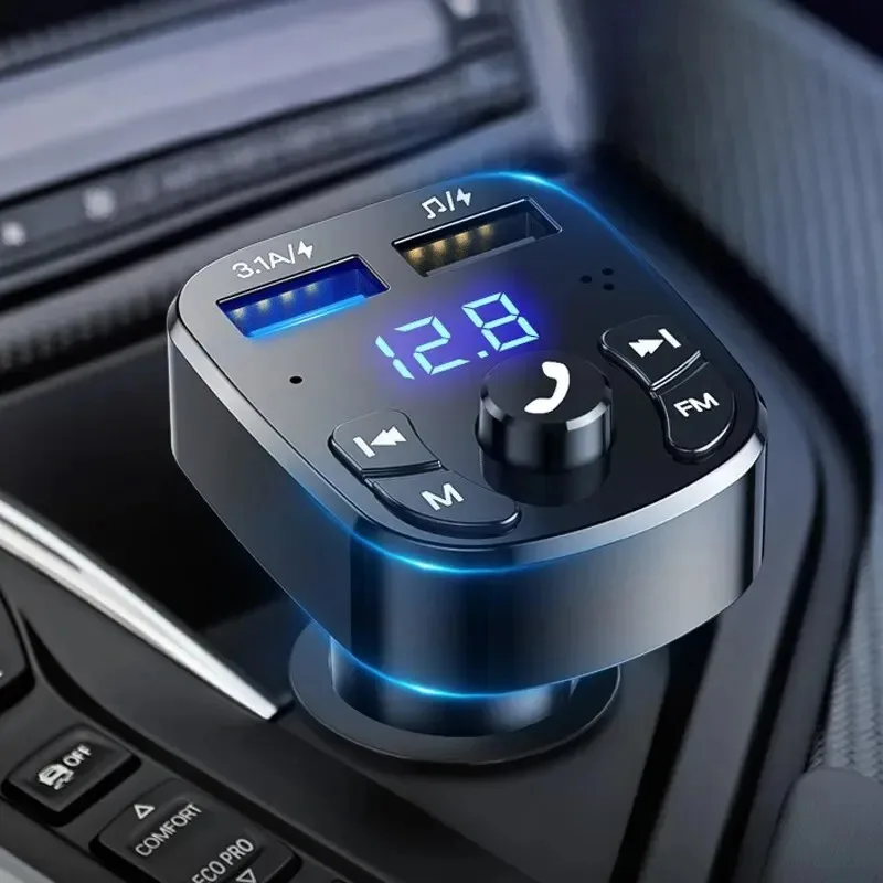 1/12pcs Car Mp3 Player Dual USB Fast Charger Bluetooth Receiver Compatible With 5.0 Fm Transmitter USB Flash Drive Plug Car Kit