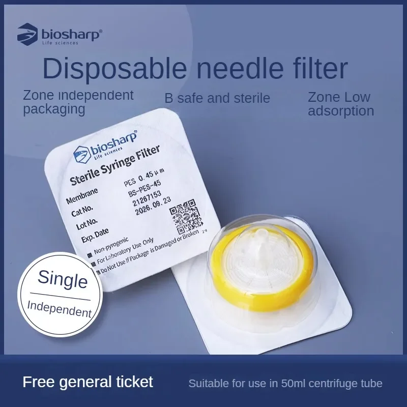 Biosharppes Membraan 33Mm Wegwerp Spuitfilter Membraan Poriegrootte 0,22um 0,45um Filter 100Pcs