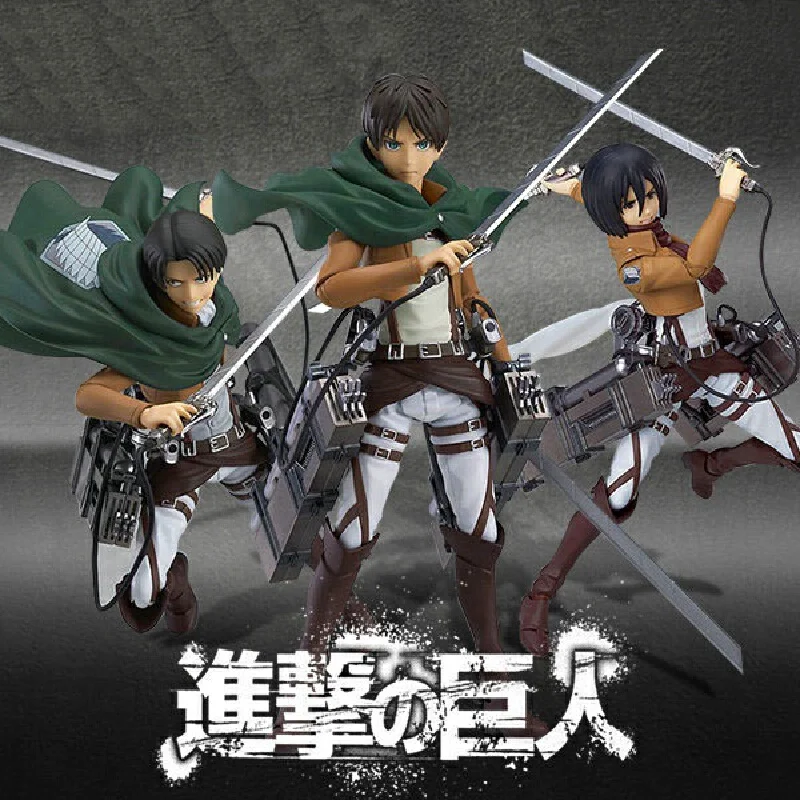 Attack On The Giant Anime Alan Yeager Mikasa Ackerman Gk Commander Levi Ackerman Pvc Mobile Doll Brave Action Model Toy Gify