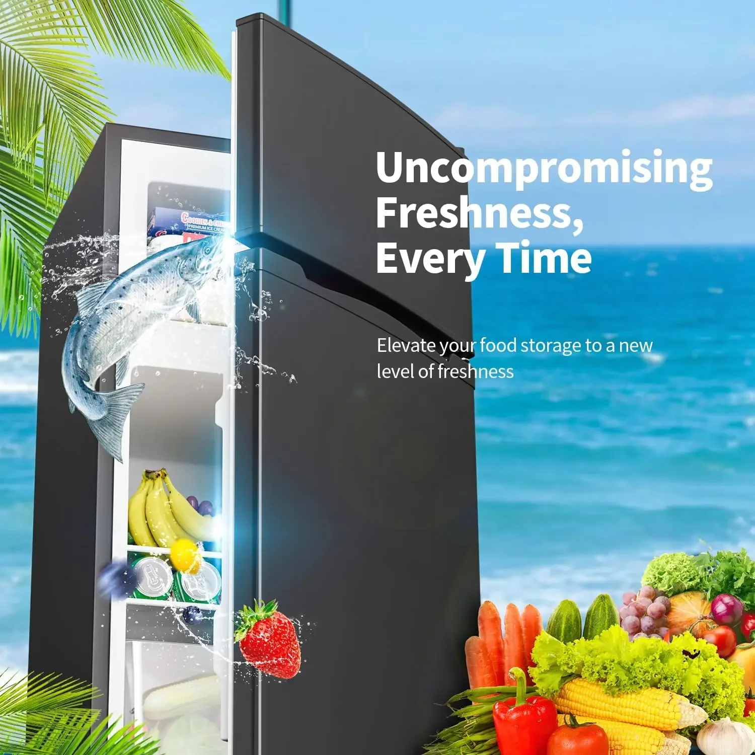 Mini geladeira de 3,4 pés cúbicos para dormitório de escritório, geladeira pequena de 2 portas, mini geladeira compacta com termostato ajustável