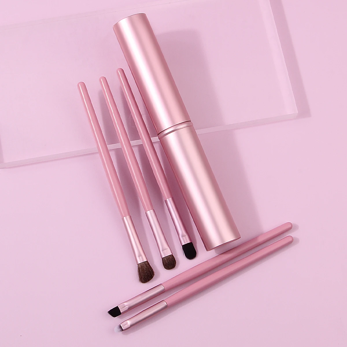 6 ชิ้นเริ่มต้นเครื่องมือแต่งหน้าตา, ชุดแปรงแต่งหน้า, แปรงอายแชโดว์ขนม้านุ่ม, แปรงรอยเปื้อน, แปรงอายไลเนอร์พร้อมหลอดเก็บ