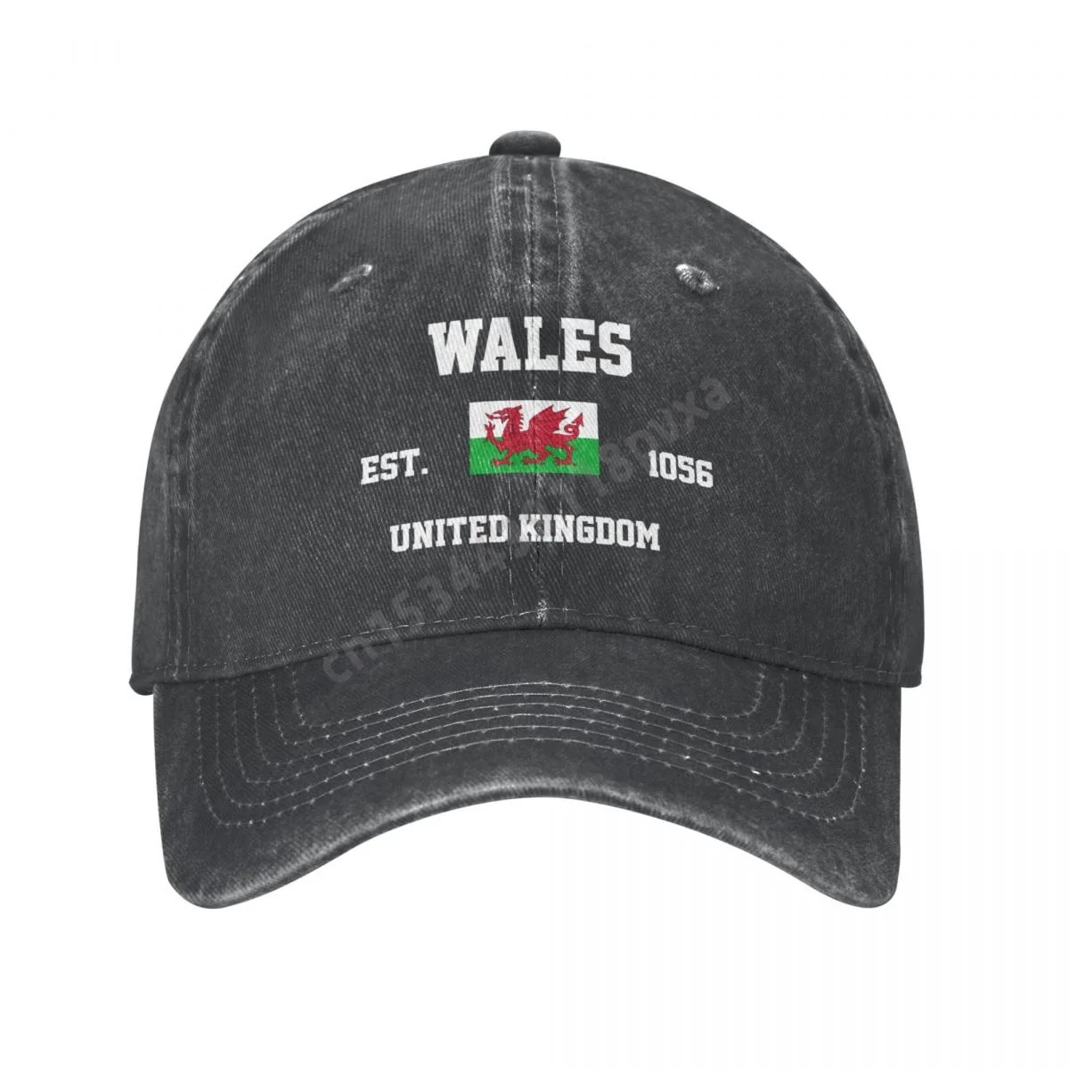 Unisex Adult Wales United Kingdom Welsh Flag Charcoal Washed Denim Baseball Cap Men Classic Vintage Cotton Dad Trucker Hat