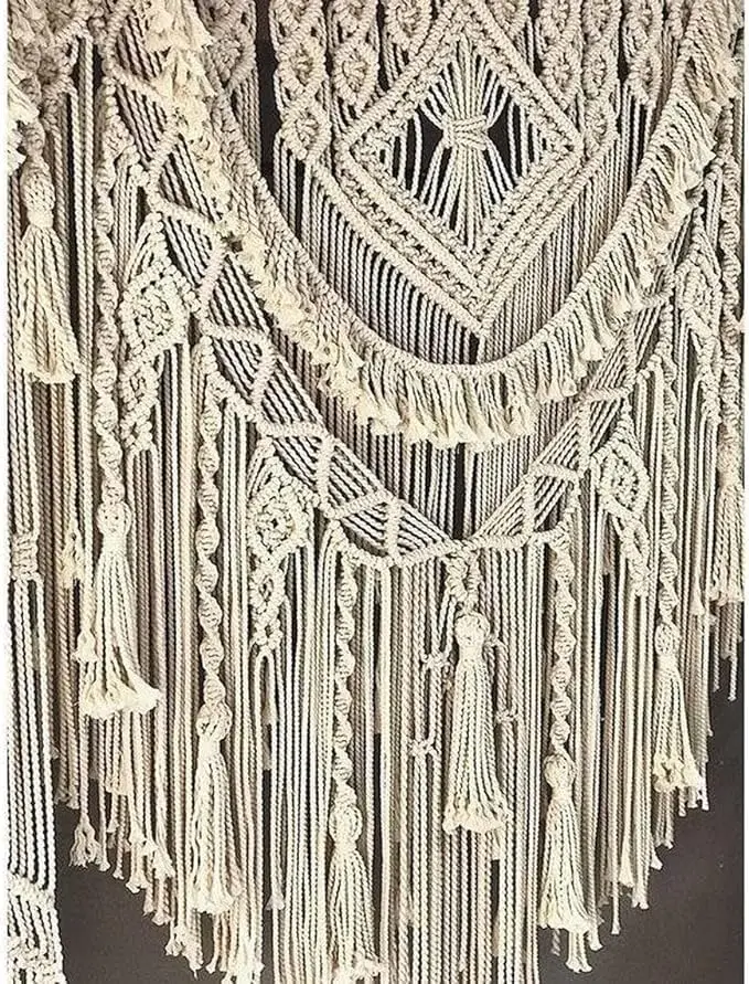 Handmade Macrame Large Curtain Bohemian Decoration Wall Arch Backdrop Wedding Wall Hanging W 75 x L 85 Inch, W 75 x 85 Inch