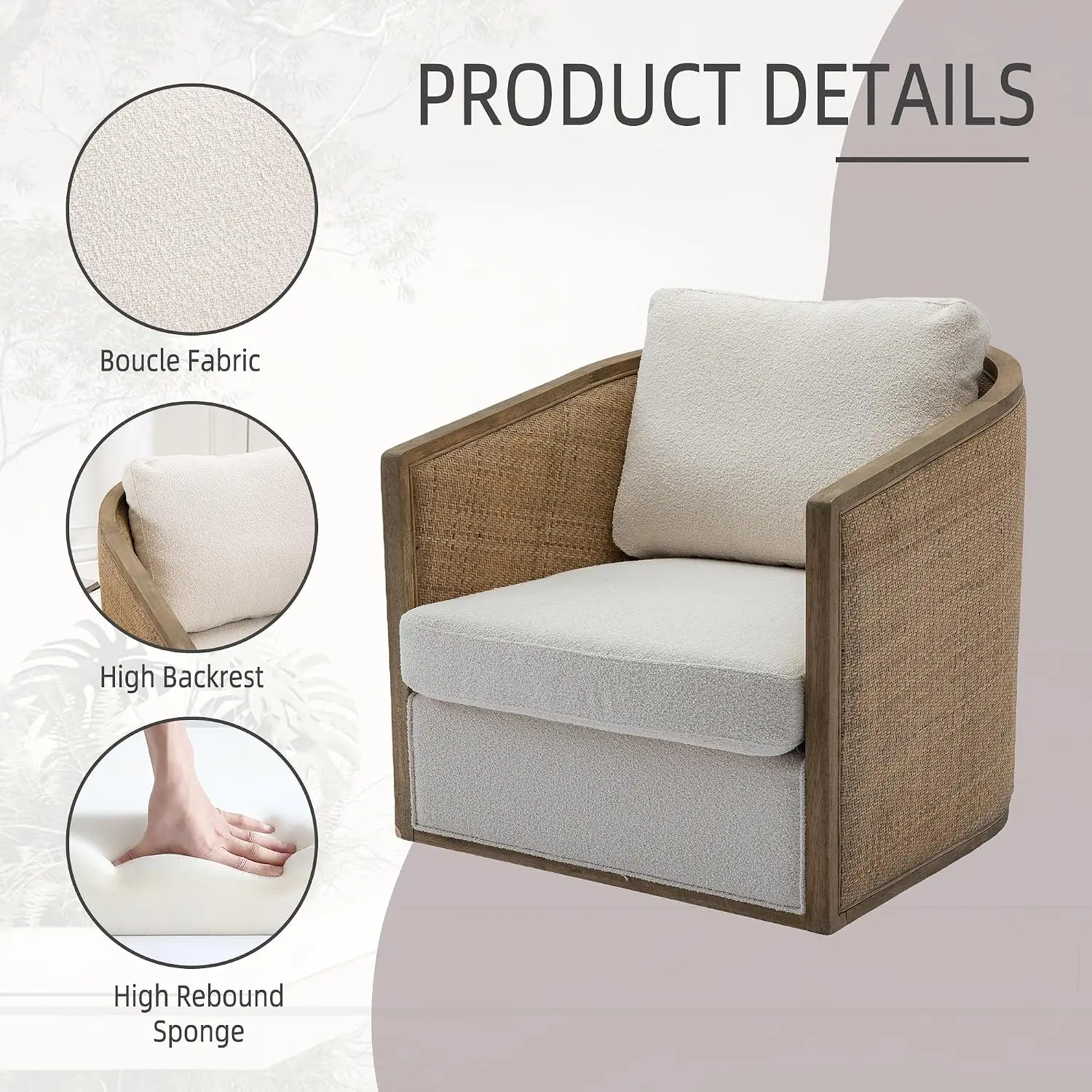 Brown Swivel Barrel Accent Chair 3