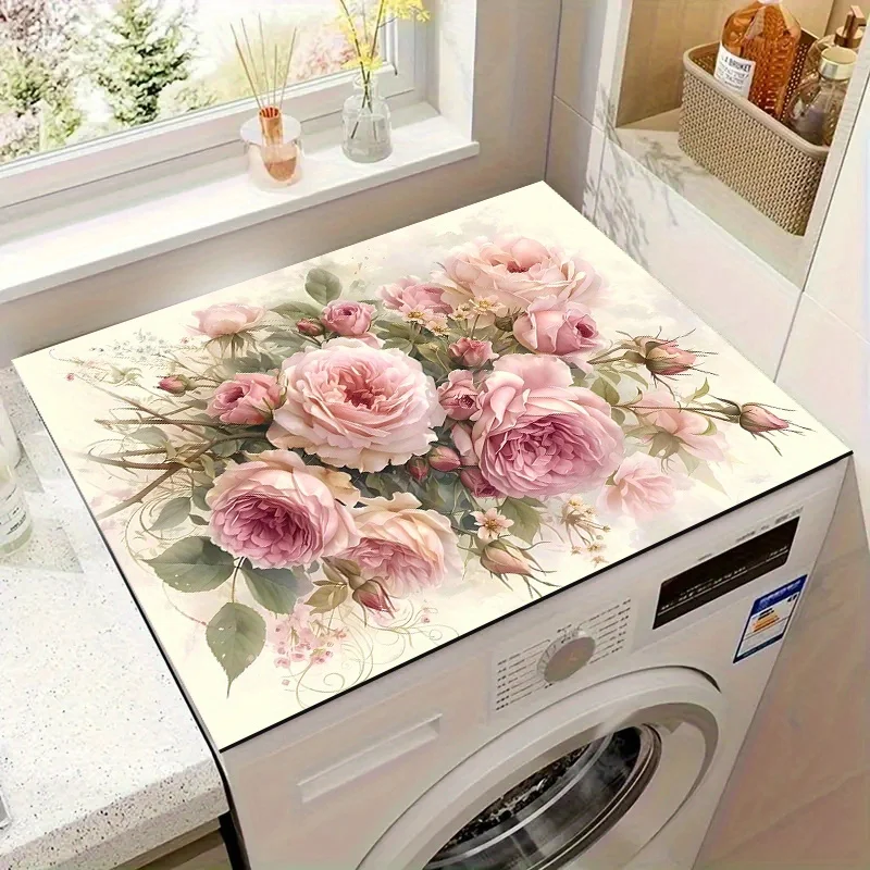 

1pc, Vibrant Floral Pattern,Washing Machine Mat, Multi-functional Countertop Protection Mat, Suitable for Home and Restaurant Us