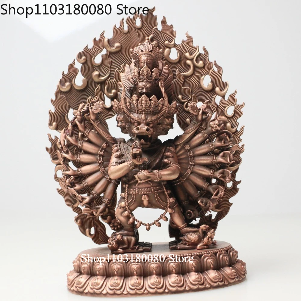 Red copper carving Single Yamantaka  buddha statue Vajrabhairava sculpture,27cm,15cm