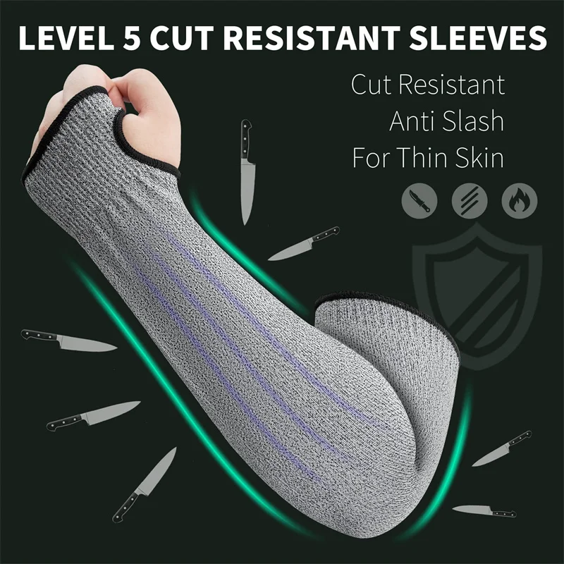 1Pc Level 5 HPPE Cut Resistant Anti-Puncture Work Protection Arm Sleeve Cover Anti-cut Level 5 Safety Work Gloves Cut Gloves