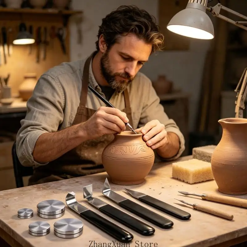 Ton-Schnitzwerkzeug-Set mit glattem Metall für detaillierte Bastelarbeiten, Projekttrimmen, 3 x – Detail 5