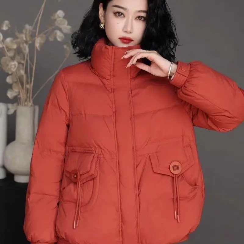 2025 autumn and winter Korean version down jacket for women  short style stand up collar artistic temperament jacket for women