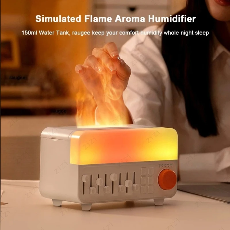 

White Noise Simulation Flame Aromatherapy Machine with Two Levels of Lighting Heavy Fog Humidification Aromatherapy Machine