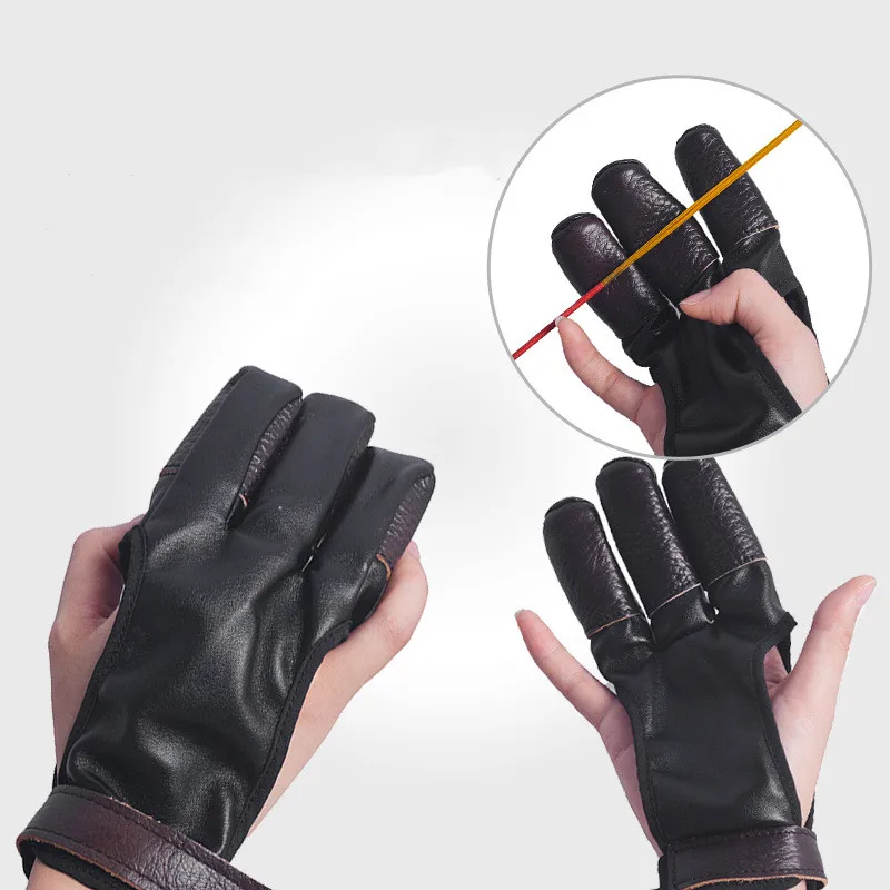 Archery Armguard Leather Archery Gloves 3-Finger Left Right Archer Fingers Tab Training Aids Arm protection hand protection