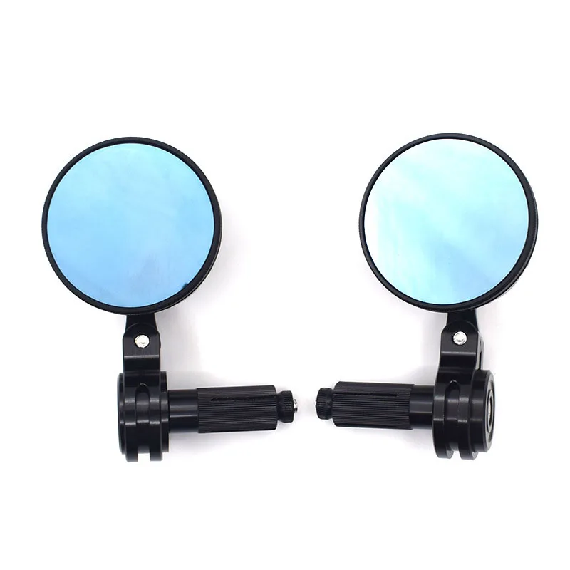 1 Pair Motorcycle Aluminum Rearview Mirror Retro Round Blue Anti-glare Side Mirror Motorcycle Accessories