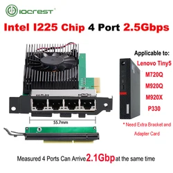 Сетевой адаптер Intel I225, 4 порта, 2,5 ГГц, RJ45, PCIe, PCI Express, четырехпортовый порт 100/1000 Мбит/с, Gigabit Ethernet, сетевая Lan-карта